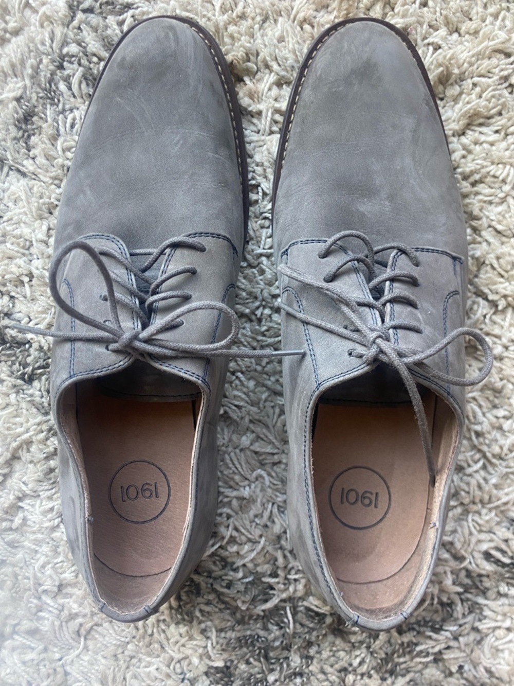 1901 Men's Gray Leather Suede Derby Shoes
